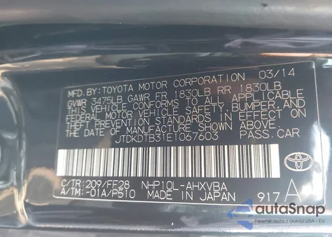 2014 Toyota Prius C Two from USA, damaged, VIN JTDKDTB31E1067603